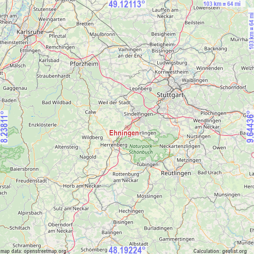 Ehningen on map