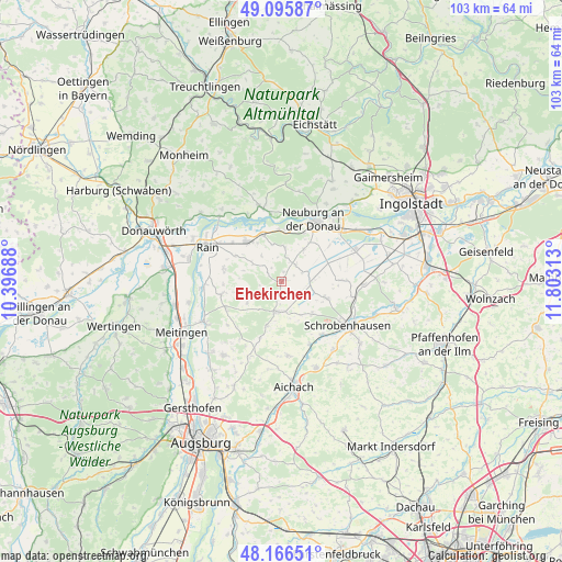 Ehekirchen on map