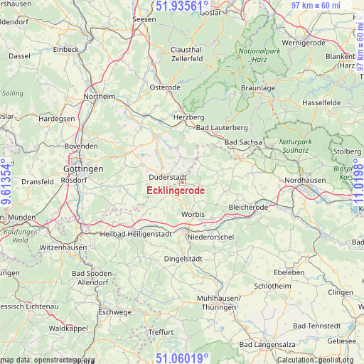 Ecklingerode on map