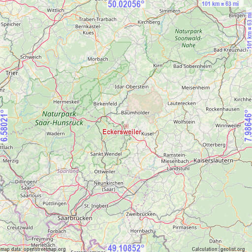 Eckersweiler on map