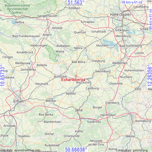 Eckartsberga on map