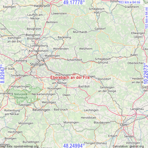 Ebersbach an der Fils on map