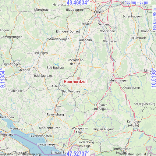 Eberhardzell on map