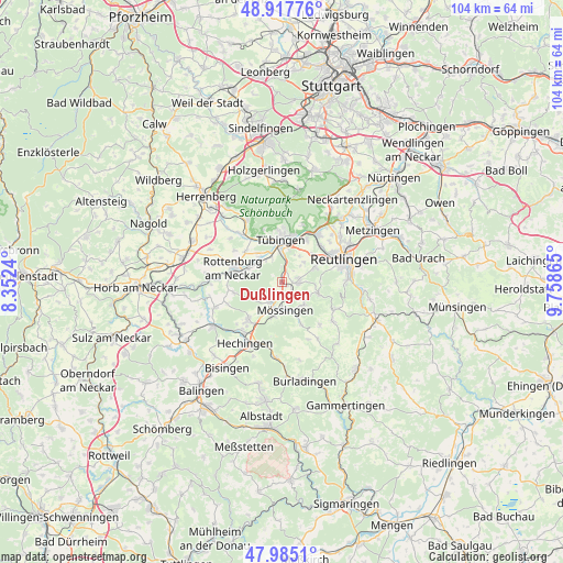 Dußlingen on map