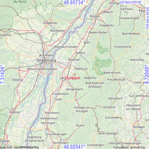 Durbach on map