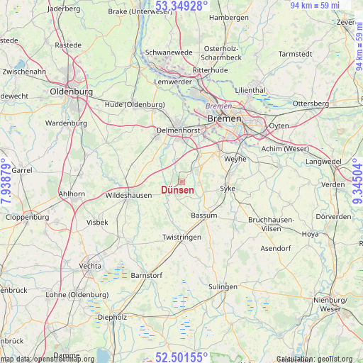 Dünsen on map