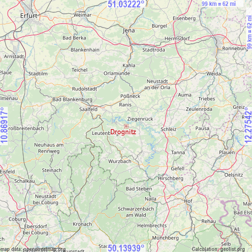 Drognitz on map
