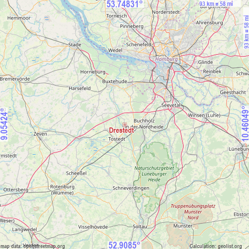 Drestedt on map