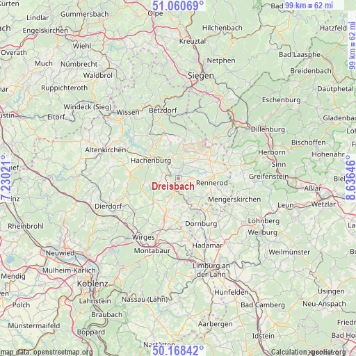 Dreisbach on map