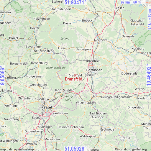 Dransfeld on map