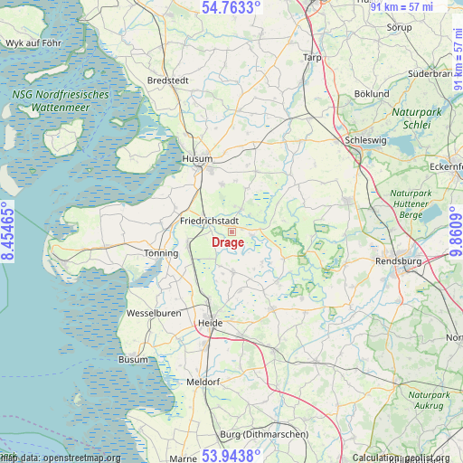 Drage on map