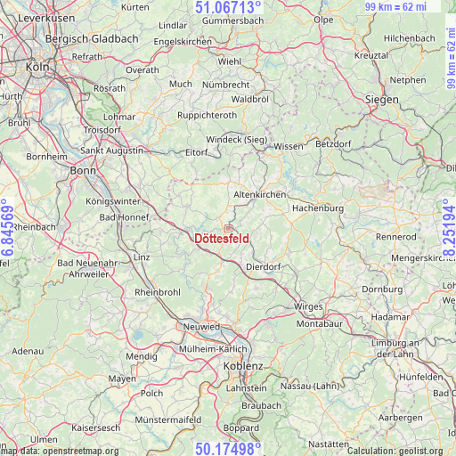 Döttesfeld on map