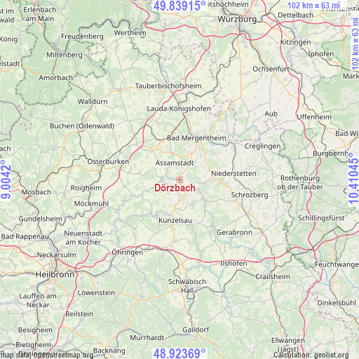 Dörzbach on map