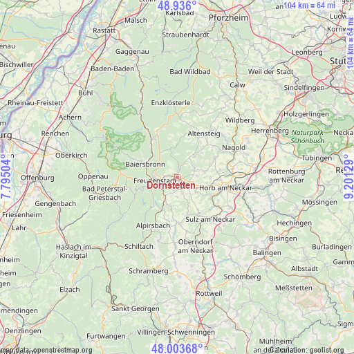 Dornstetten on map