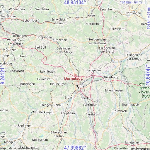 Dornstadt on map