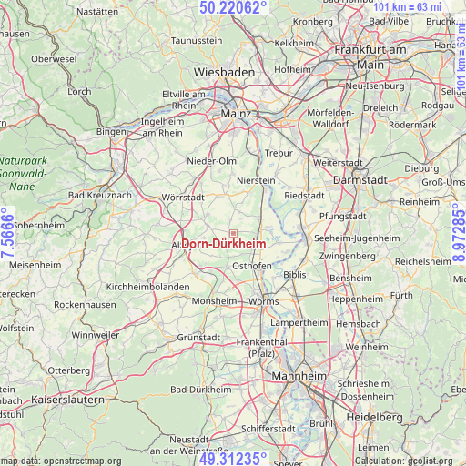 Dorn-Dürkheim on map