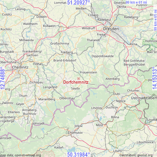 Dorfchemnitz on map