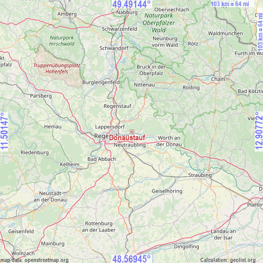 Donaustauf on map