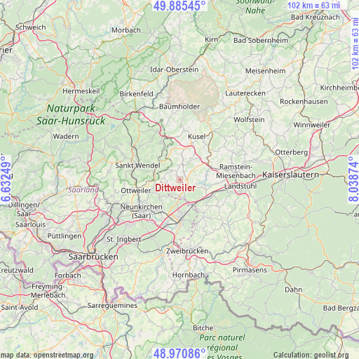 Dittweiler on map