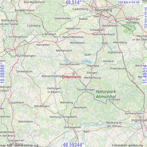 Dittenheim on map