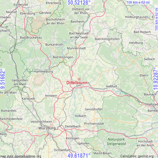 Dittelbrunn on map