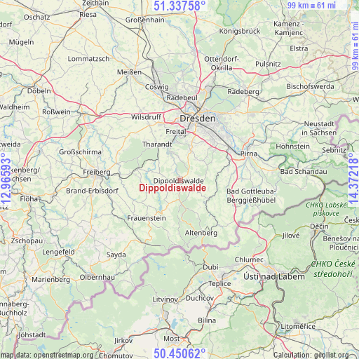 Dippoldiswalde on map