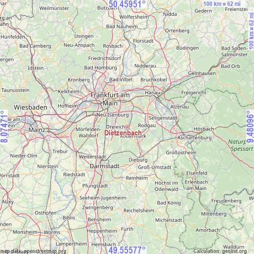 Dietzenbach on map