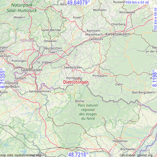 Dietrichingen on map