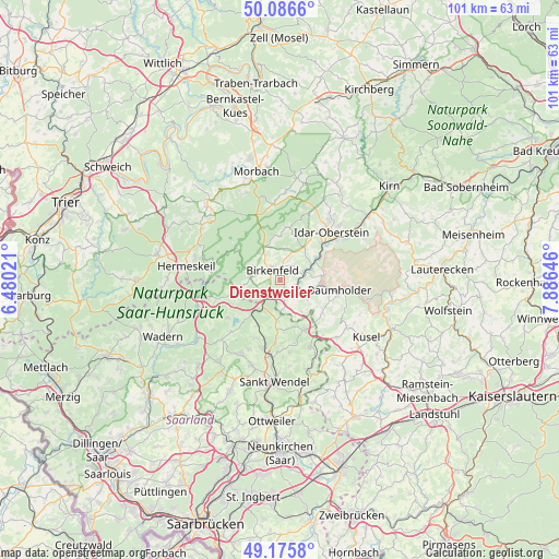 Dienstweiler on map