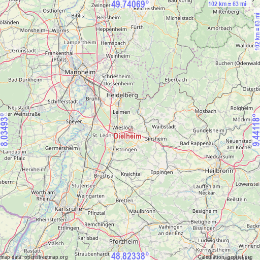 Dielheim on map