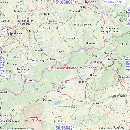 Deutschneudorf on map