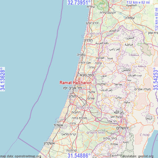 Ramat HaSharon on map