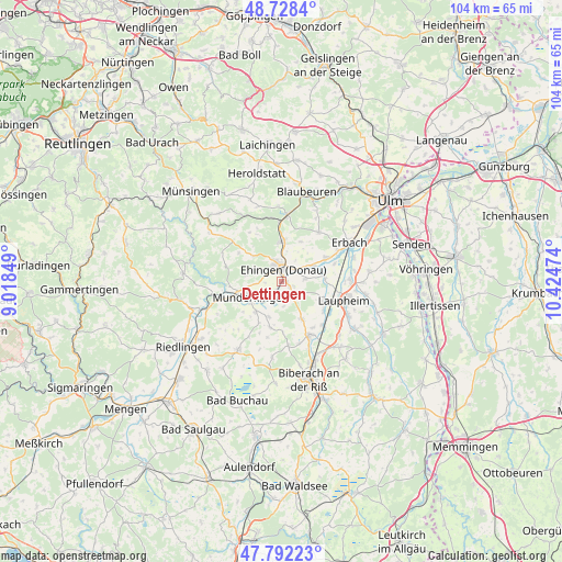 Dettingen on map