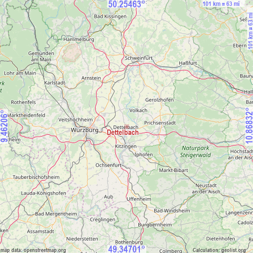 Dettelbach on map