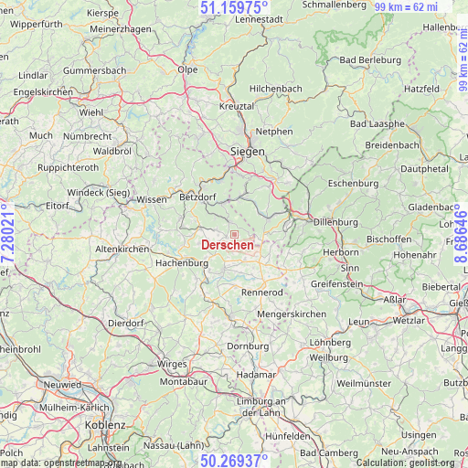 Derschen on map