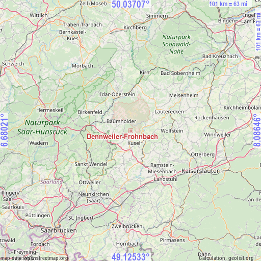 Dennweiler-Frohnbach on map