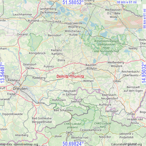 Demitz-Thumitz on map