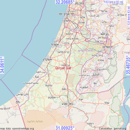 Qiryat Gat on map