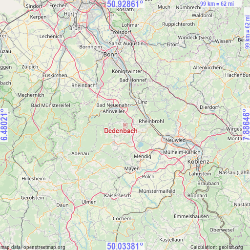 Dedenbach on map