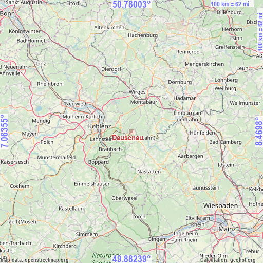 Dausenau on map