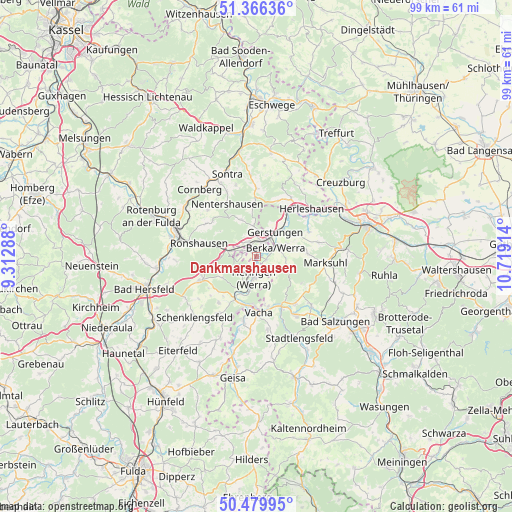 Dankmarshausen on map