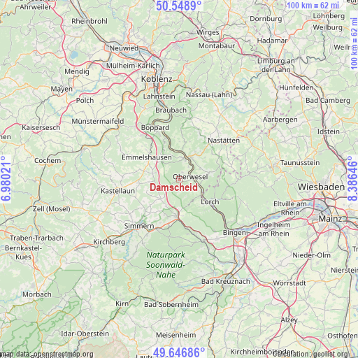 Damscheid on map