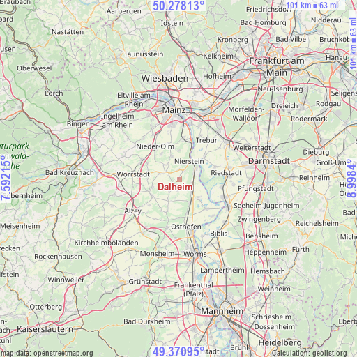 Dalheim on map