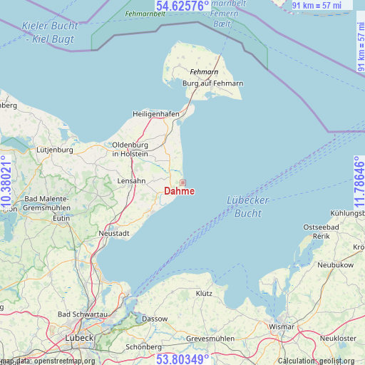 Dahme on map