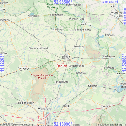 Dahlen on map