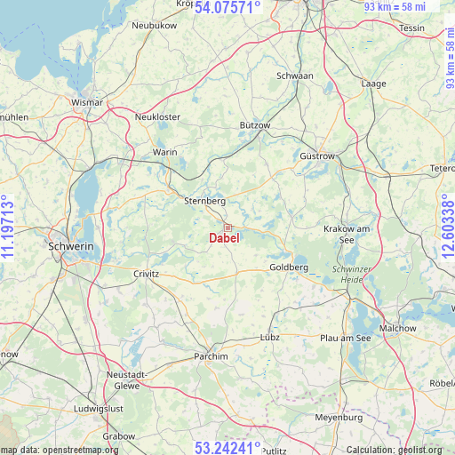 Dabel on map