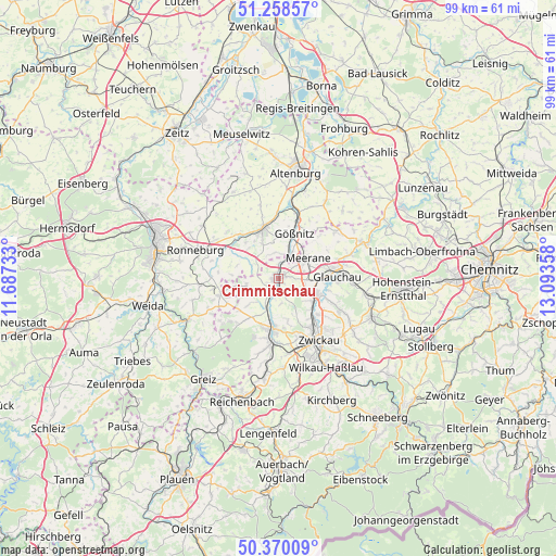 Crimmitschau on map