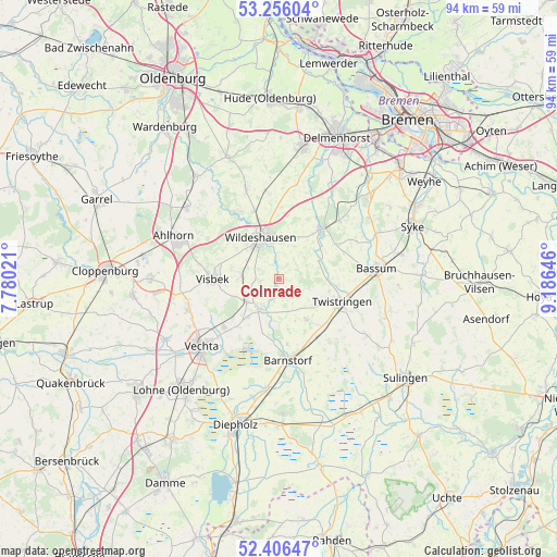Colnrade on map