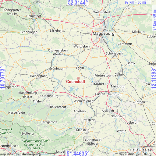 Cochstedt on map