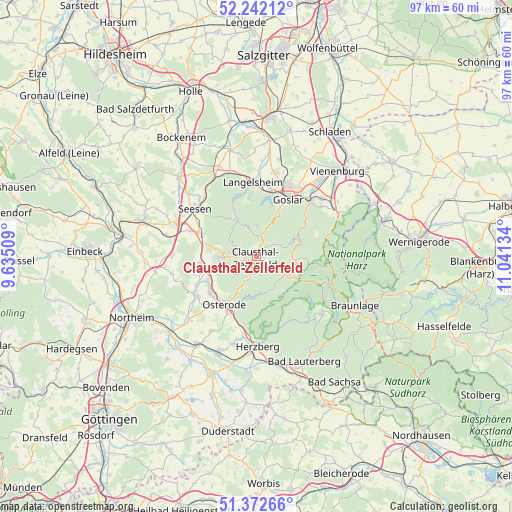 Clausthal-Zellerfeld on map